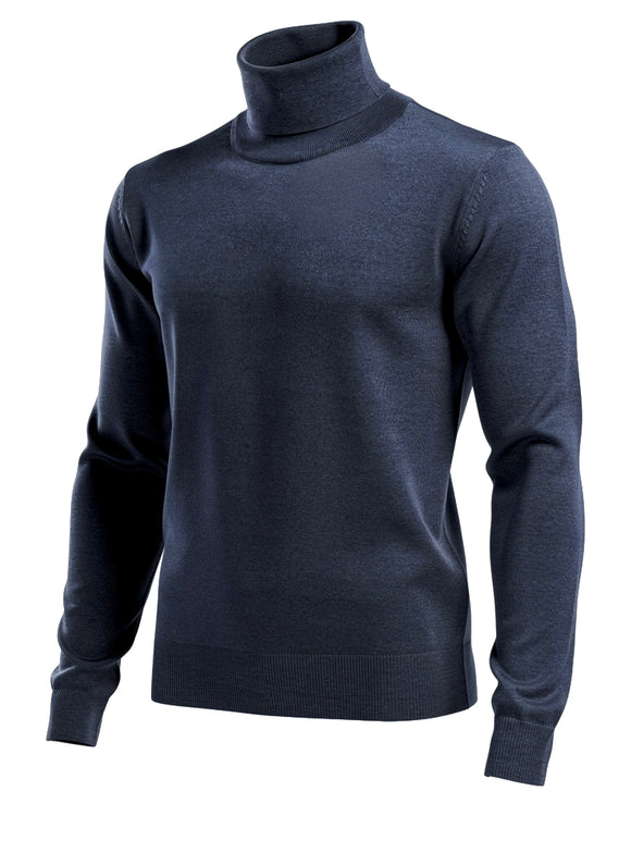 Navyblå Turtleneck Wool/Silk/cashmere - Connoisseur - cph.dk
