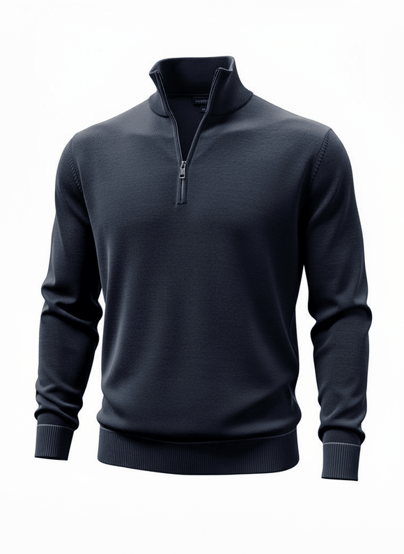 Navyblå 1/2 Zip Extrafine Merinould - Connoisseur - cph.dk